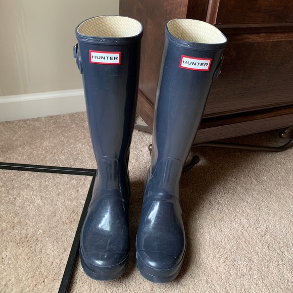 Hunter Shoes - Tall Navy Hunter Boots